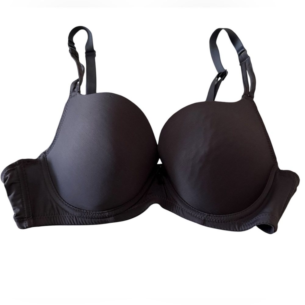 Dark Gray Seamless Molded Cup Bra Underwire Support with Adjustable Straps, 36C.